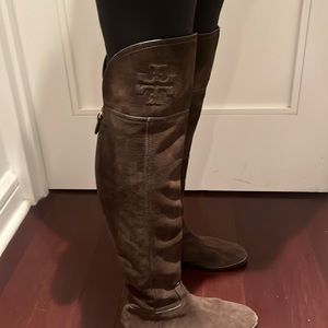 Tory Burch brown suede boots over-knee, size 7.5